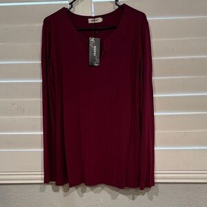 Deep Red Long Sleeve Blouse by Cato